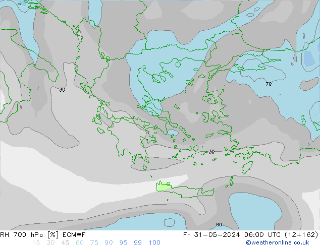 RH 700 hPa ECMWF Fr 31.05.2024 06 UTC