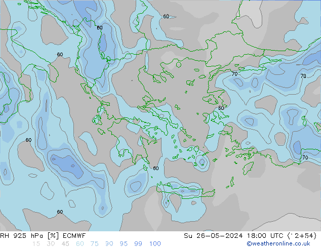 Humedad rel. 925hPa ECMWF dom 26.05.2024 18 UTC