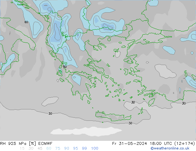 RH 925 hPa ECMWF Fr 31.05.2024 18 UTC