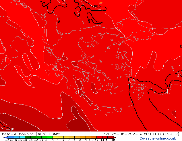 Theta-W 850hPa ECMWF Cts 25.05.2024 00 UTC