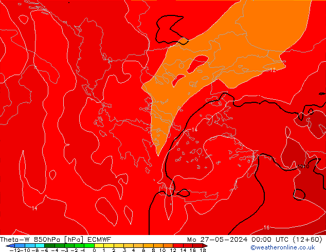 Theta-W 850hPa ECMWF Seg 27.05.2024 00 UTC