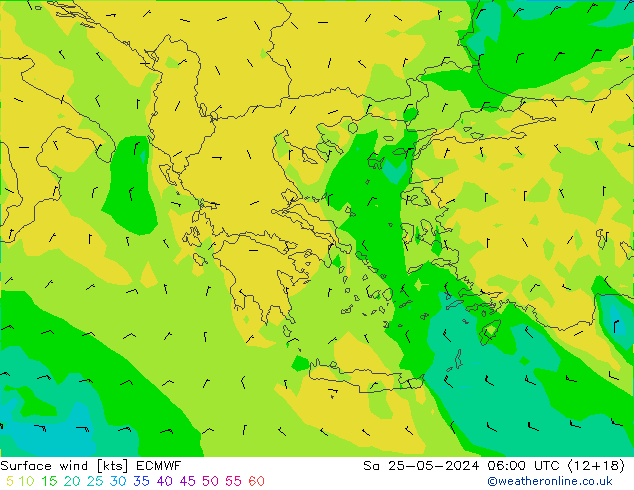 Bodenwind ECMWF Sa 25.05.2024 06 UTC