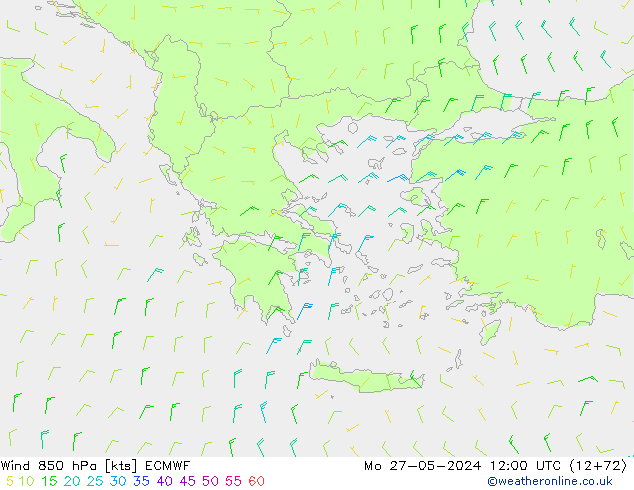 Wind 850 hPa ECMWF Mo 27.05.2024 12 UTC