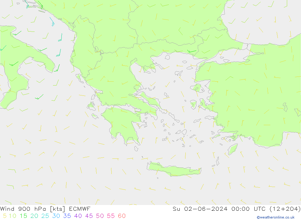 Vent 900 hPa ECMWF dim 02.06.2024 00 UTC