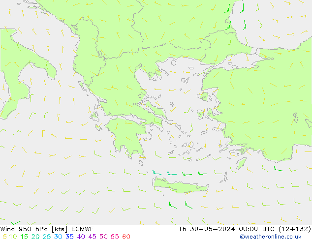 ветер 950 гПа ECMWF чт 30.05.2024 00 UTC