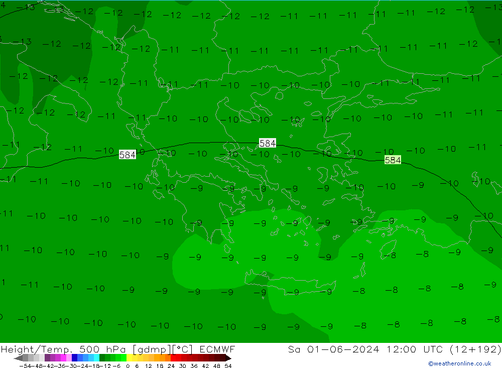 Z500/Rain (+SLP)/Z850 ECMWF Sa 01.06.2024 12 UTC