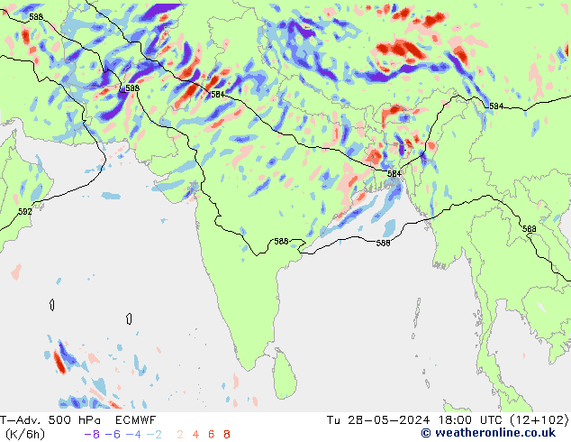 T-Adv. 500 hPa ECMWF Sa 28.05.2024 18 UTC