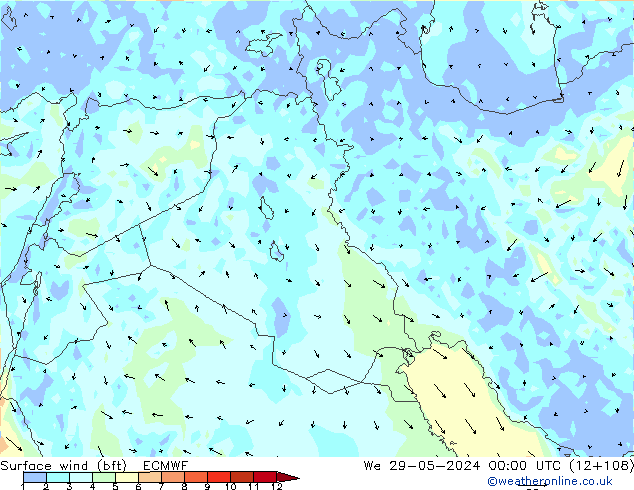 Surface wind (bft) ECMWF We 29.05.2024 00 UTC