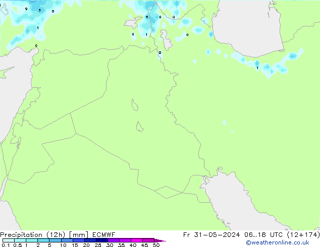 Precipitation (12h) ECMWF Fr 31.05.2024 18 UTC