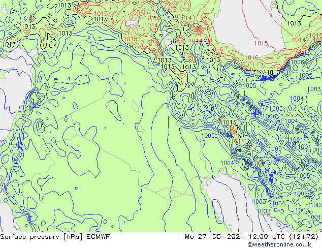 Atmosférický tlak ECMWF Po 27.05.2024 12 UTC