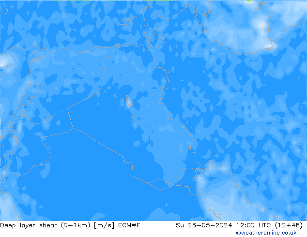 Deep layer shear (0-1km) ECMWF dom 26.05.2024 12 UTC