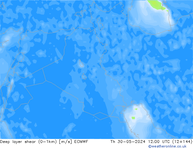 Deep layer shear (0-1km) ECMWF Per 30.05.2024 12 UTC