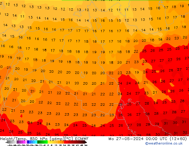 Z500/Rain (+SLP)/Z850 ECMWF Mo 27.05.2024 00 UTC