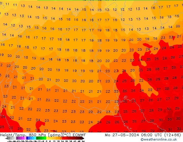 Z500/Rain (+SLP)/Z850 ECMWF пн 27.05.2024 06 UTC