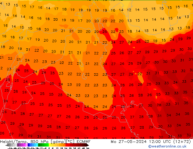 Z500/Rain (+SLP)/Z850 ECMWF Seg 27.05.2024 12 UTC