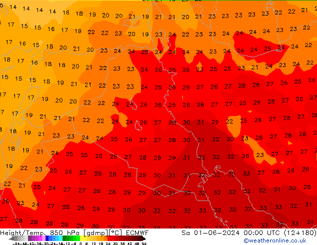 Z500/Yağmur (+YB)/Z850 ECMWF Cts 01.06.2024 00 UTC