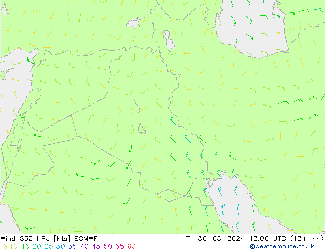 Rüzgar 850 hPa ECMWF Per 30.05.2024 12 UTC