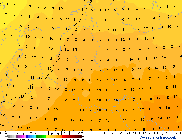 Height/Temp. 700 hPa ECMWF Pá 31.05.2024 00 UTC