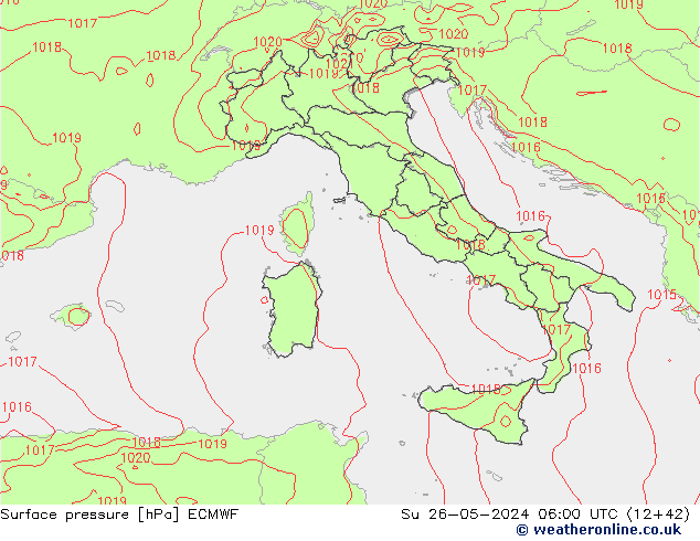 Presión superficial ECMWF dom 26.05.2024 06 UTC