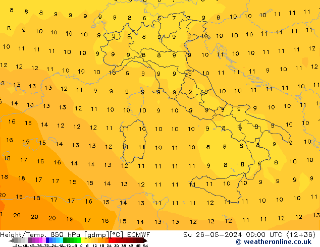 Height/Temp. 850 hPa ECMWF  26.05.2024 00 UTC