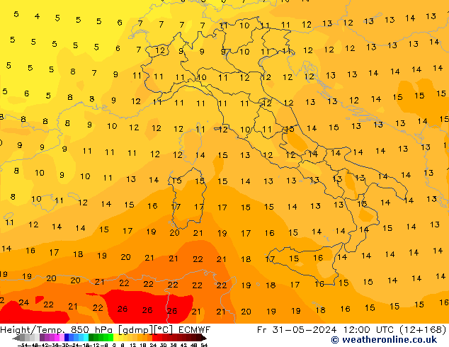 Z500/Rain (+SLP)/Z850 ECMWF Fr 31.05.2024 12 UTC