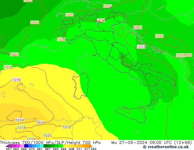 700-1000 hPa Kalınlığı ECMWF Pzt 27.05.2024 06 UTC