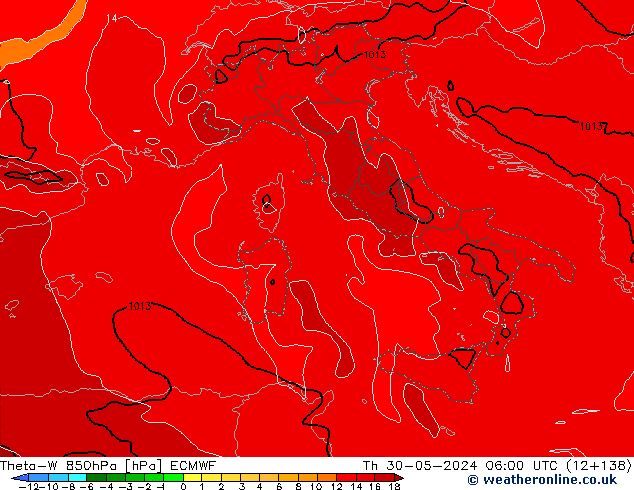 Theta-W 850hPa ECMWF Per 30.05.2024 06 UTC