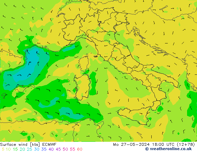 Surface wind ECMWF Mo 27.05.2024 18 UTC