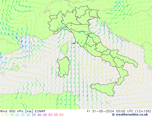 Vento 950 hPa ECMWF Sex 31.05.2024 00 UTC