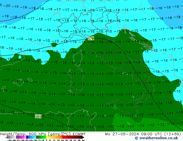 Géop./Temp. 500 hPa ECMWF lun 27.05.2024 09 UTC