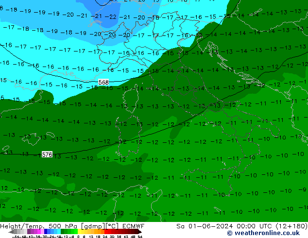 Z500/Yağmur (+YB)/Z850 ECMWF Cts 01.06.2024 00 UTC