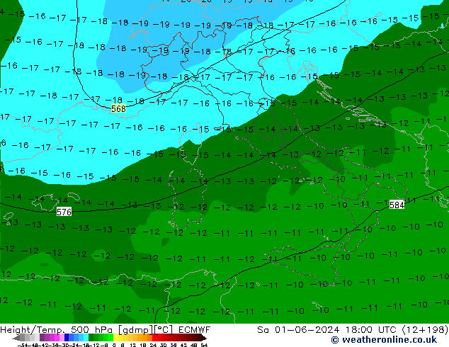 Yükseklik/Sıc. 500 hPa ECMWF Cts 01.06.2024 18 UTC