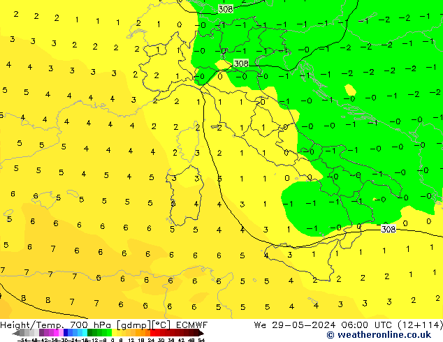 Height/Temp. 700 hPa ECMWF  29.05.2024 06 UTC