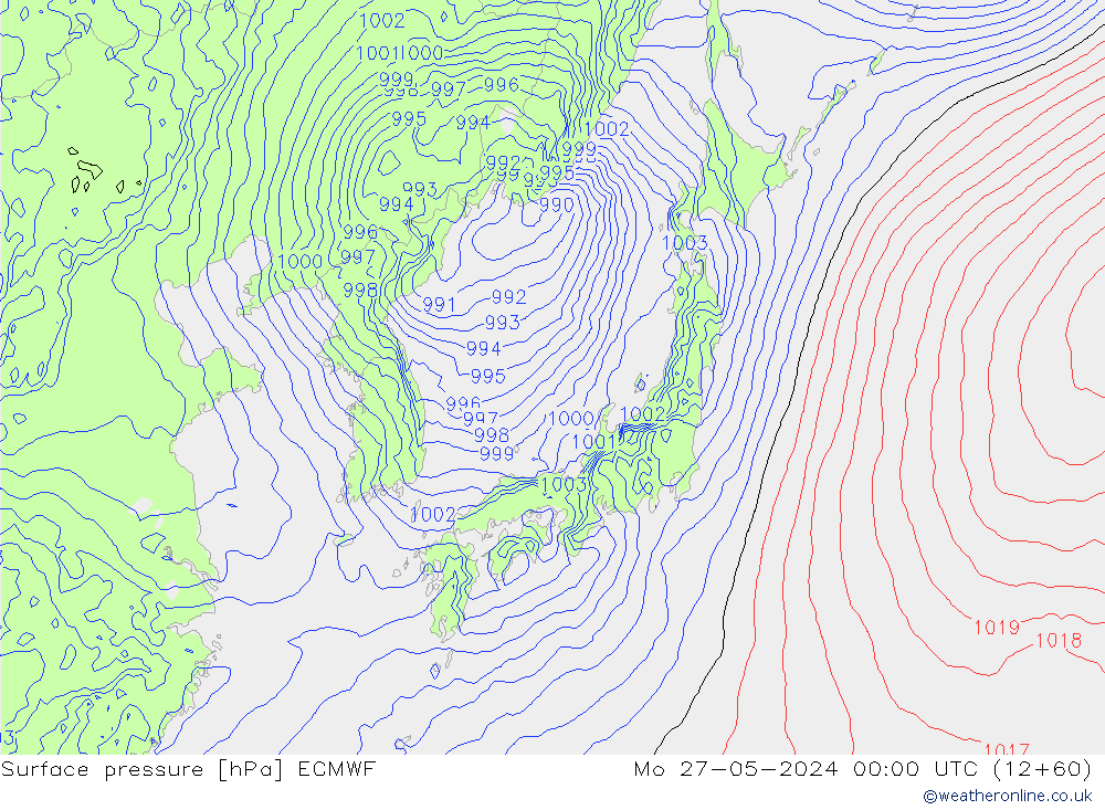 pression de l'air ECMWF lun 27.05.2024 00 UTC