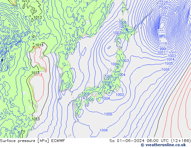 Yer basıncı ECMWF Cts 01.06.2024 06 UTC