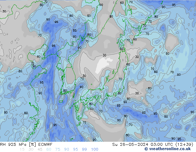 RH 925 hPa ECMWF Su 26.05.2024 03 UTC