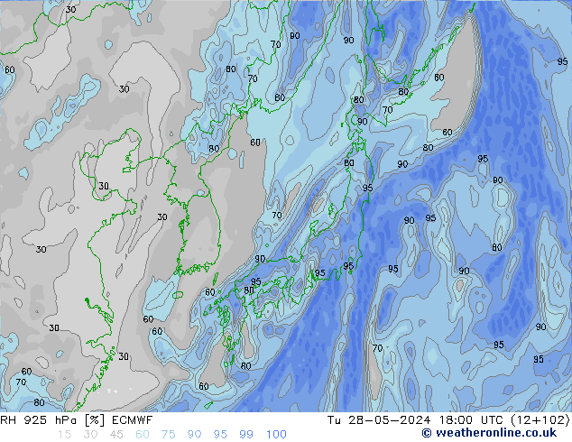 RV 925 hPa ECMWF di 28.05.2024 18 UTC