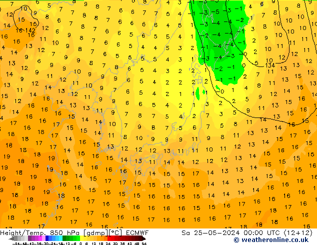 Z500/Rain (+SLP)/Z850 ECMWF сб 25.05.2024 00 UTC