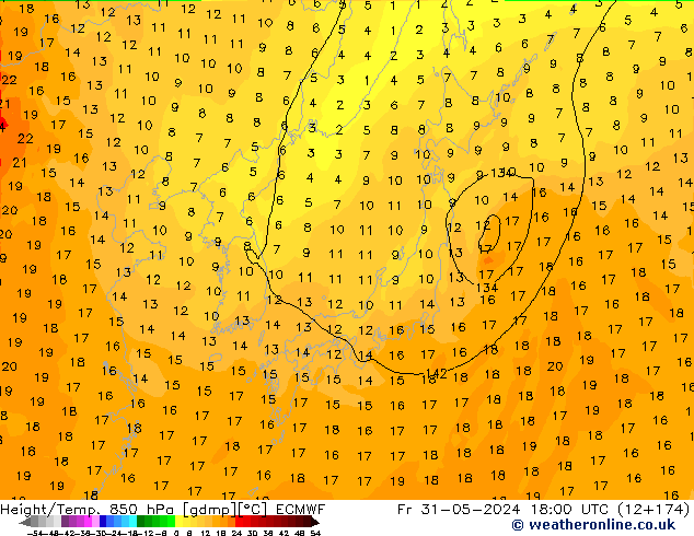 Z500/Rain (+SLP)/Z850 ECMWF Fr 31.05.2024 18 UTC