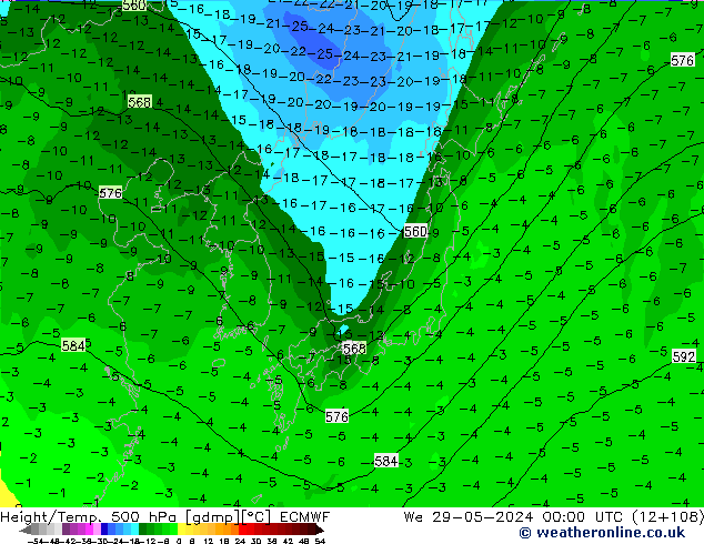 Z500/Rain (+SLP)/Z850 ECMWF We 29.05.2024 00 UTC