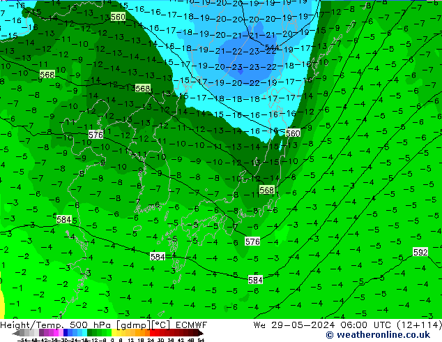 Height/Temp. 500 hPa ECMWF We 29.05.2024 06 UTC