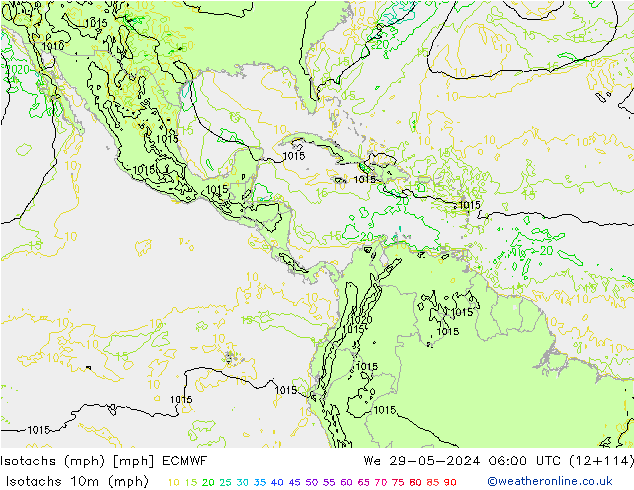 Isotachs (mph) ECMWF St 29.05.2024 06 UTC