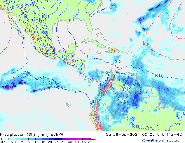 Z500/Rain (+SLP)/Z850 ECMWF dim 26.05.2024 06 UTC