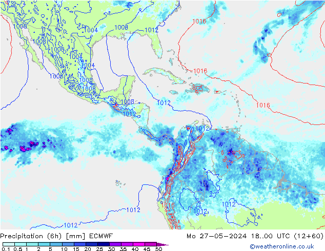 Z500/Rain (+SLP)/Z850 ECMWF Mo 27.05.2024 00 UTC