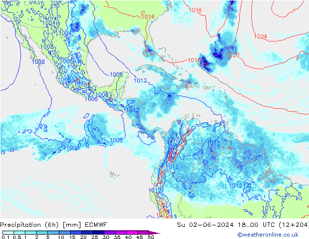 Precipitação (6h) ECMWF Dom 02.06.2024 00 UTC