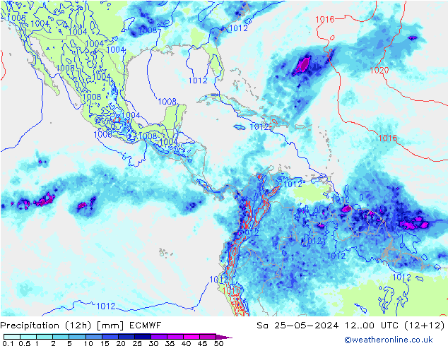 Precipitação (12h) ECMWF Sáb 25.05.2024 00 UTC