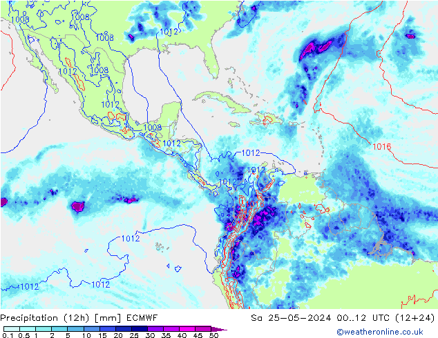 Precipitazione (12h) ECMWF sab 25.05.2024 12 UTC