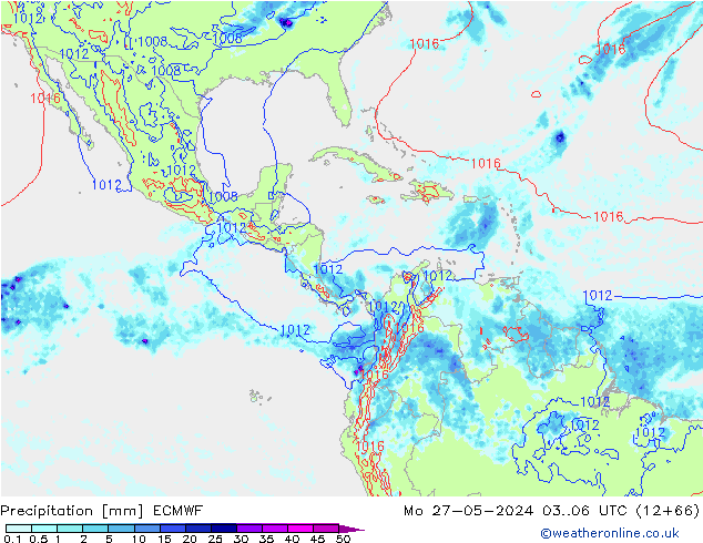 Srážky ECMWF Po 27.05.2024 06 UTC