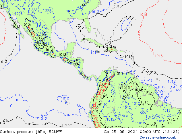 Surface pressure ECMWF Sa 25.05.2024 09 UTC