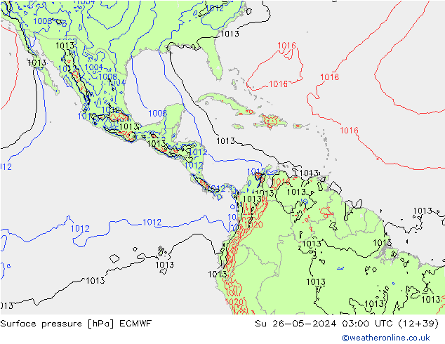 Luchtdruk (Grond) ECMWF zo 26.05.2024 03 UTC